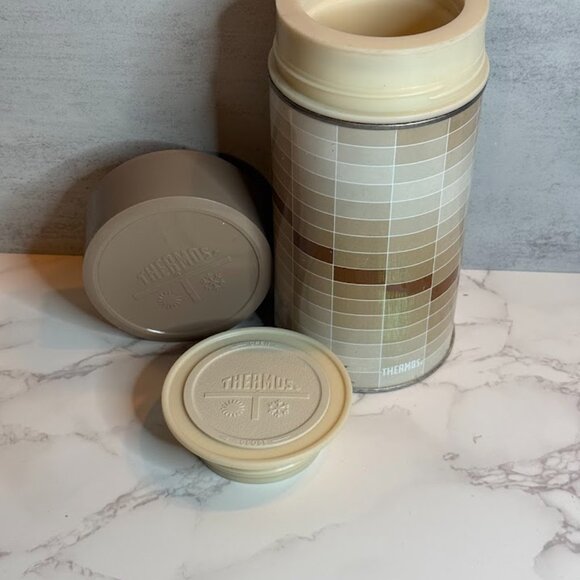 Vintage Thermos King Seeley Pint Bottle – Wide Mouth - Brown Geometric Ombre - Picture 7 of 8